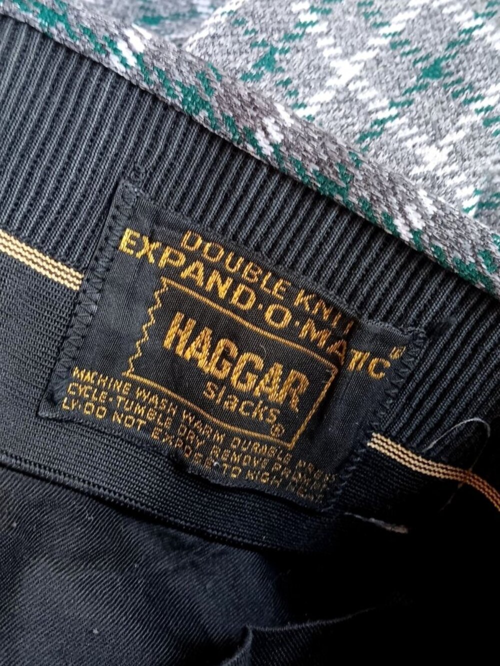 True Vintage Checkered Flare Pants 36x30 1970's Plaid Haggar Double Button Mod